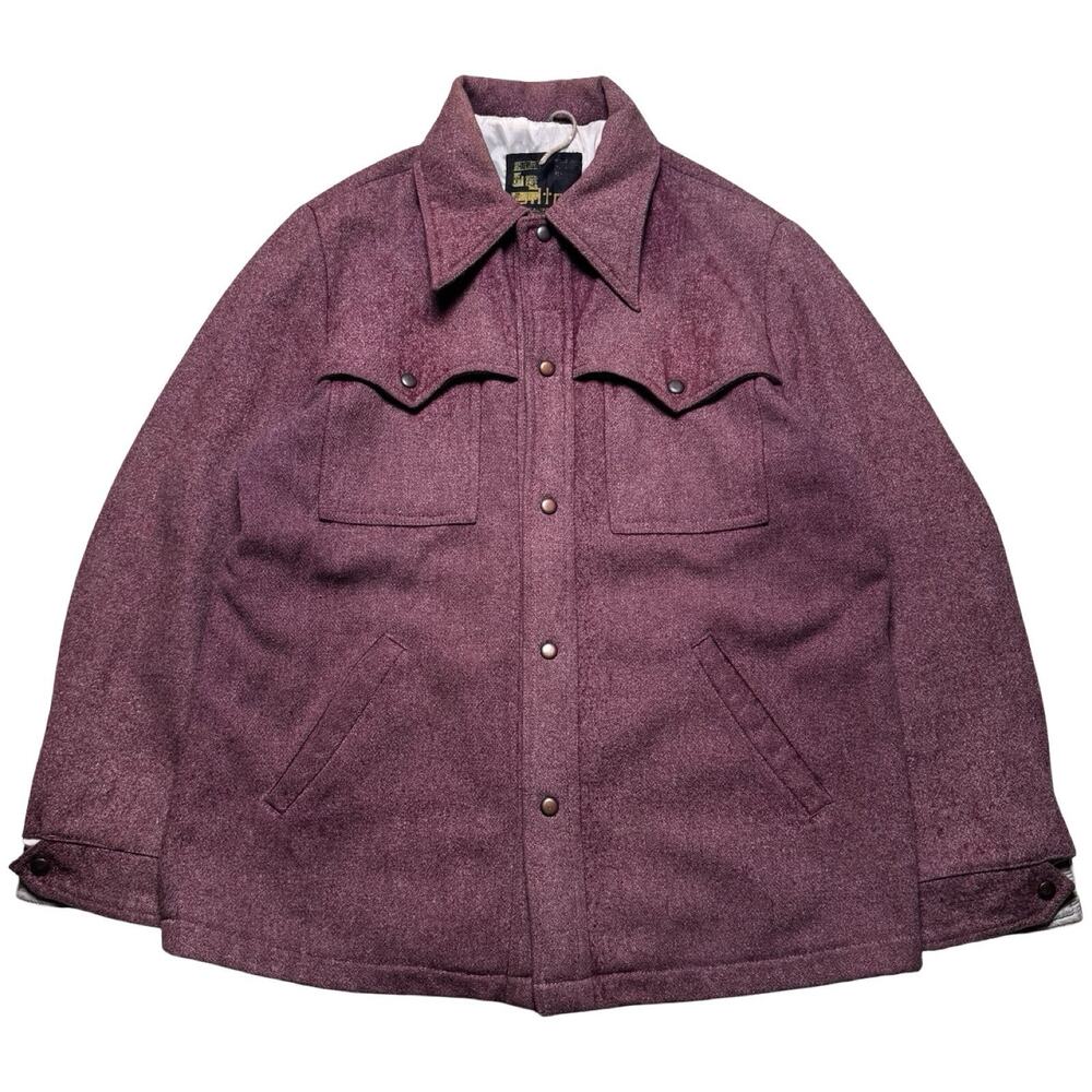 Vintage 60s 70s Silton Button Coat Size L Maroon Red Faded Western Read